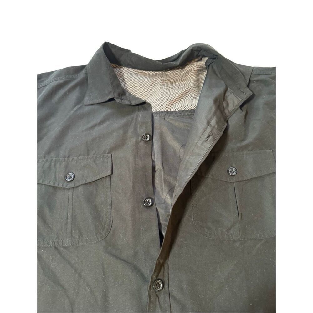 Men Black button down casual long sleeve shirt  L
